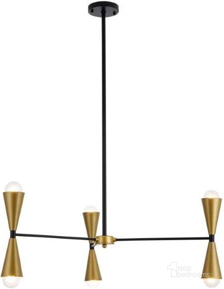 The appearance of Cade 34 Inch Pendant In Black And Brass designed by Elegant Lighting in the transitional interior design. This matt black and brass piece of furniture  was selected by 1StopBedrooms from Cade Collection to add a touch of cosiness and style into your home. Sku: LD650D34BRK. Product Type: Pendant Lighting. Material: Iron. Image1