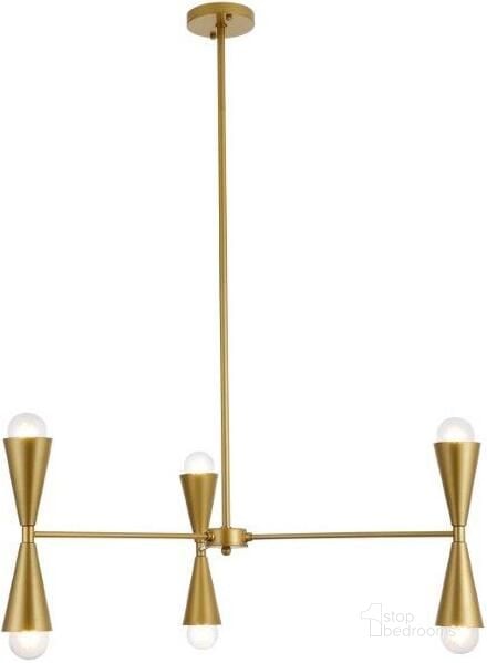 The appearance of Cade 34 Inch Pendant In Brass designed by Elegant Lighting in the transitional interior design. This brass piece of furniture  was selected by 1StopBedrooms from Cade Collection to add a touch of cosiness and style into your home. Sku: LD650D34BR. Product Type: Pendant Lighting. Material: Iron. Image1