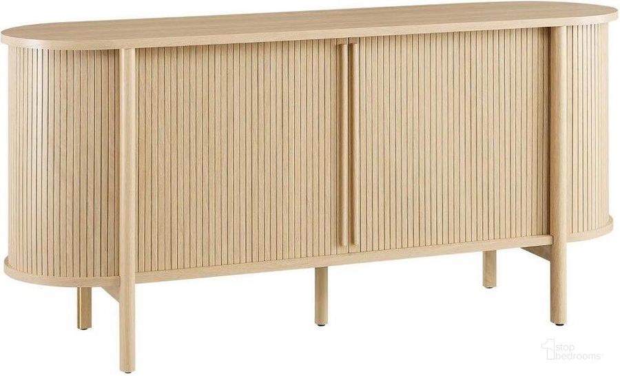 The appearance of Cadence Sideboard In Oak designed by Modway in the modern / contemporary interior design. This oak piece of furniture  was selected by 1StopBedrooms from Cadence Collection to add a touch of cosiness and style into your home. Sku: EEI-6309-OAK. Product Type: Sideboard. Material: MDF. Image1