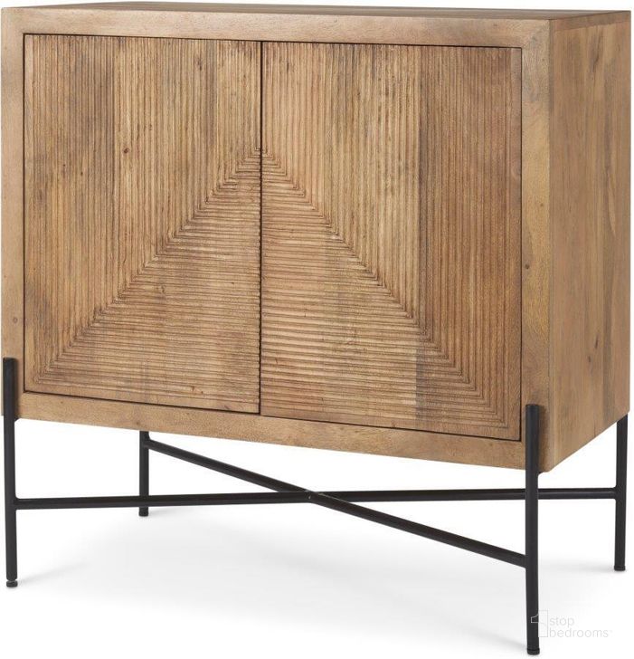 The appearance of Cairo 2 Door Wood And Metal Cabinet designed by Mercana in the modern / contemporary interior design. This black and brown piece of furniture  was selected by 1StopBedrooms from Cairo Collection to add a touch of cosiness and style into your home. Sku: 69754. Material: Wood. Product Type: Accent Cabinet. Image1