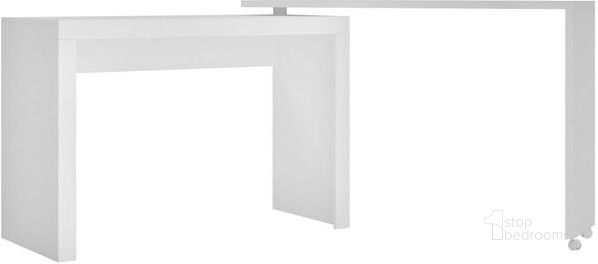 The appearance of Calabria Nested Desk With Swivel Feature In White designed by Manhattan Comfort in the transitional interior design. This white piece of furniture  was selected by 1StopBedrooms from Calabria Collection to add a touch of cosiness and style into your home. Sku: 33AMC6. Product Type: Desk. Material: Melamine. Image1
