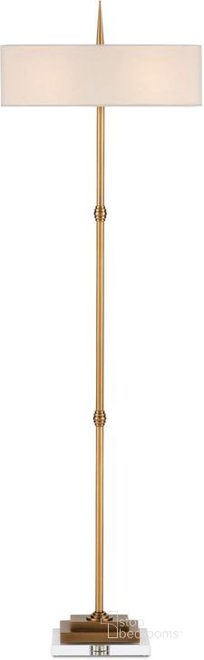 The appearance of Caldwell Brass Floor Lamp designed by Currey & Company in the modern / contemporary interior design. This brass piece of furniture  was selected by 1StopBedrooms from Caldwell Collection to add a touch of cosiness and style into your home. Sku: 8000-0123. Material: Metal. Product Type: Floor Lamp. Image1