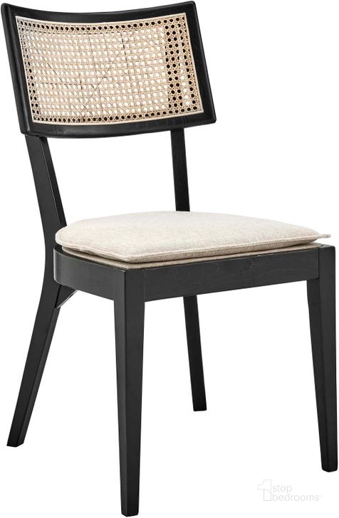 The appearance of Caledonia Wood Dining Chair In Black Beige designed by Modway in the modern / contemporary interior design. This black beige piece of furniture  was selected by 1StopBedrooms from Caledonia Collection to add a touch of cosiness and style into your home. Sku: EEI-4648-BLK-BEI. Material: Wood. Product Type: Dining Chair. Image1