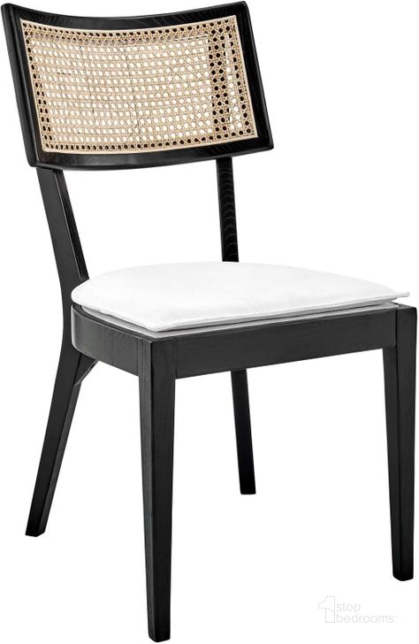 The appearance of Caledonia Wood Dining Chair In Black White designed by Modway in the modern / contemporary interior design. This black white piece of furniture  was selected by 1StopBedrooms from Caledonia Collection to add a touch of cosiness and style into your home. Sku: EEI-4648-BLK-WHI. Material: Wood. Product Type: Dining Chair. Image1