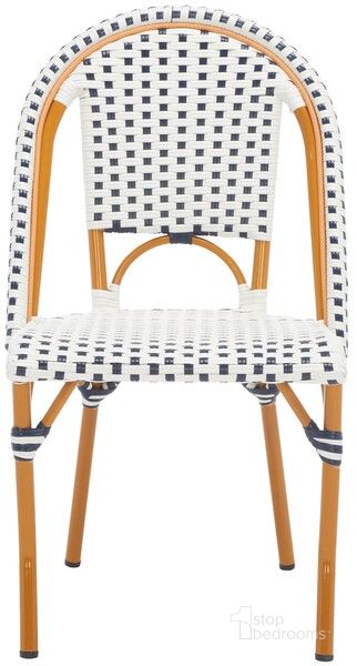 The appearance of California Side Chair in White and Navy PAT7530D designed by Safavieh in the modern / contemporary interior design. This white and navy piece of furniture  was selected by 1StopBedrooms from California Collection to add a touch of cosiness and style into your home. Sku: PAT7530D-SET2. Material: Aluminum. Product Type: Outdoor Dining Chair. Image1