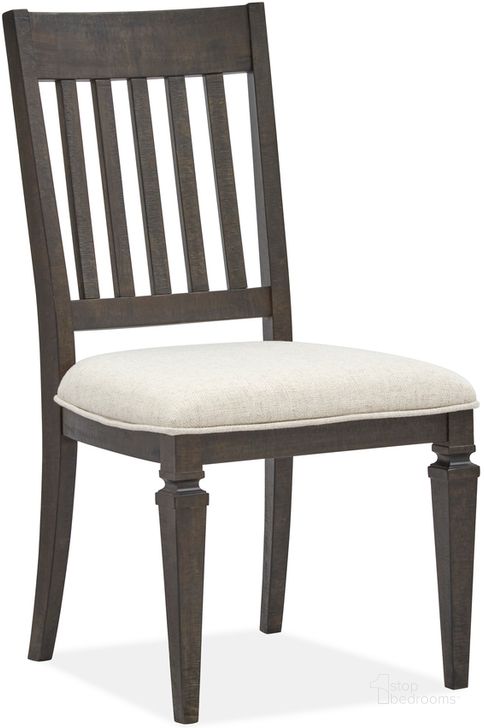 The appearance of Calistoga Dining Side Chair With Upholstered Seat Set of 2 designed by Magnussen in the  interior design. This weathered charcoal piece of furniture  was selected by 1StopBedrooms from Calistoga Collection to add a touch of cosiness and style into your home. Sku: D2590-62. Product Type: Side Chair. Material: Pine. Image1