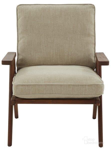 The appearance of Calita Scandinavian Accent Chair In Brown and Beige designed by Safavieh Couture in the transitional interior design. This brown and beige piece of furniture  was selected by 1StopBedrooms from Calita Collection to add a touch of cosiness and style into your home. Sku: SFV5066A. Product Type: Accent Chair. Material: Rubberwood. Image1