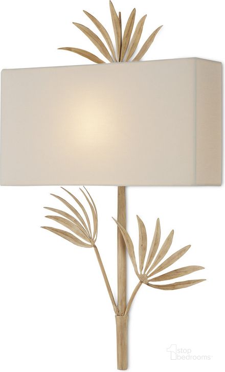 The appearance of Calliope Coco Cream Wall Sconce With White Shade designed by Currey & Company in the modern / contemporary interior design. This cream piece of furniture  was selected by 1StopBedrooms from Calliope Collection to add a touch of cosiness and style into your home. Sku: 5900-0049. Product Type: Wall Sconce. Material: Iron. Image1