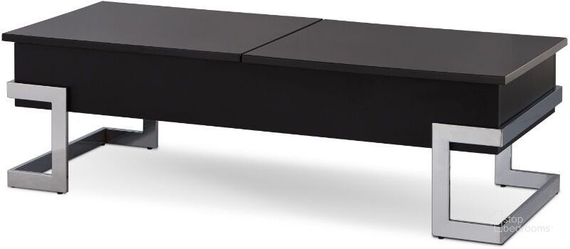 The appearance of Calnan Black and Chrome Lift Top Coffee Table designed by ACME in the modern / contemporary interior design. This black piece of furniture  was selected by 1StopBedrooms from Calnan Collection to add a touch of cosiness and style into your home. Sku: 81855. Material: Metal. Product Type: Coffee Table. Table Top Shape: Rectangular. Image1