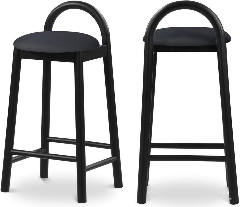 The appearance of Calvin Black Faux Leather Stool 476Black-C designed by Meridian in the transitional interior design. This black faux leather piece of furniture  was selected by 1StopBedrooms from Calvin Collection to add a touch of cosiness and style into your home. Sku: 476Black-C. Product Type: Stool. Material: Rubberwood. Image1