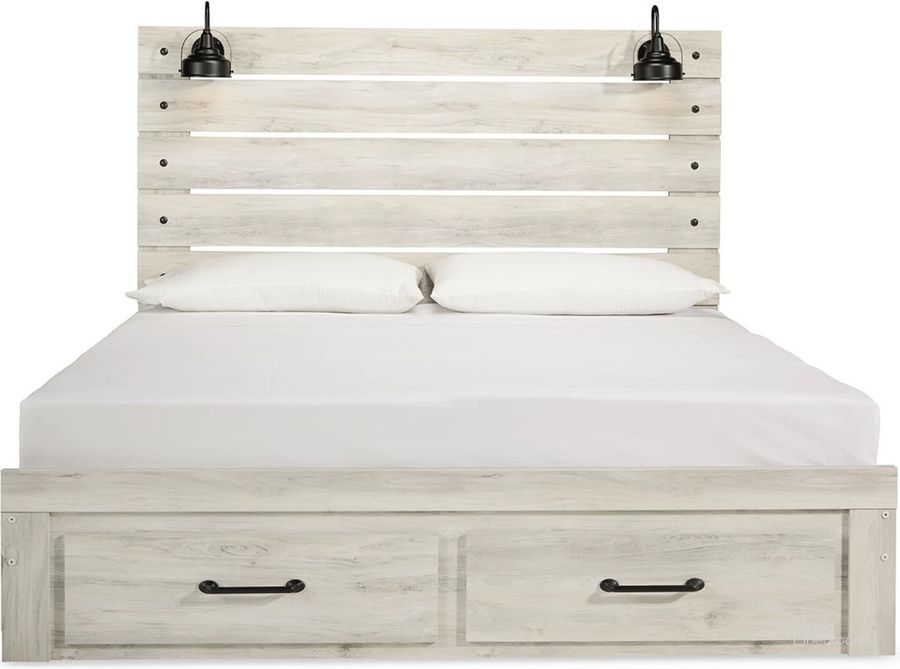 The appearance of Cambeck Whitewash King Panel Storage Bed designed by Signature Design by Ashley in the rustic / southwestern interior design. This white wash piece of furniture  was selected by 1StopBedrooms from Cambeck Collection to add a touch of cosiness and style into your home. Sku: B192-56S;B192-58;B192-97. Bed Type: Storage Bed. Material: Wood. Product Type: Storage Bed. Bed Size: King. Image1