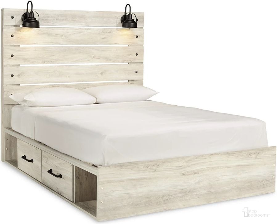 The appearance of Cambeck Whitewash Queen Panel Bed with Double Underbed Storage designed by Signature Design by Ashley in the rustic / southwestern interior design. This white wash piece of furniture  was selected by 1StopBedrooms from Cambeck Collection to add a touch of cosiness and style into your home. Sku: B192-54;B192-57;B192-60;B192-60;B100-13. Bed Type: Storage Bed. Material: Wood. Product Type: Storage Bed. Bed Size: Queen. Image1