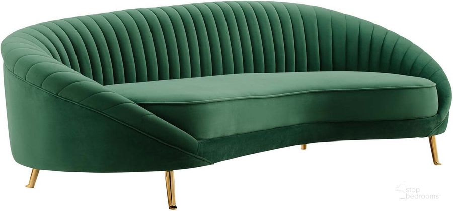 The appearance of Camber Channel Tufted Performance Velvet Sofa EEI-4405-EME designed by Modway in the modern / contemporary interior design. This emerald piece of furniture  was selected by 1StopBedrooms from Camber Collection to add a touch of cosiness and style into your home. Sku: EEI-4405-EME. Material: Polyester. Product Type: Sofa. Image1