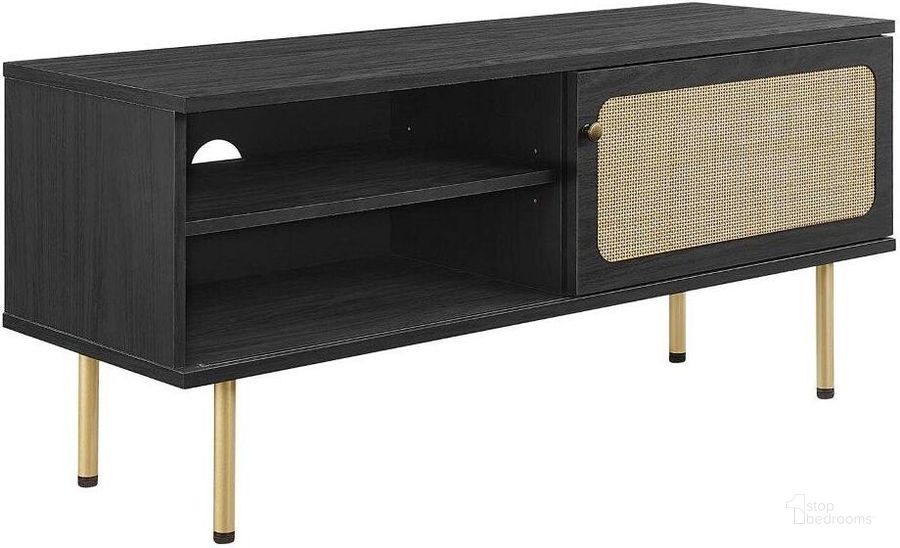 The appearance of Cambria Black 47 Inch TV Stand designed by Modway in the modern / contemporary interior design. This black piece of furniture  was selected by 1StopBedrooms from Cambria Collection to add a touch of cosiness and style into your home. Sku: EEI-6044-BLK. Product Type: TV Stand. Material: MDF. Image1