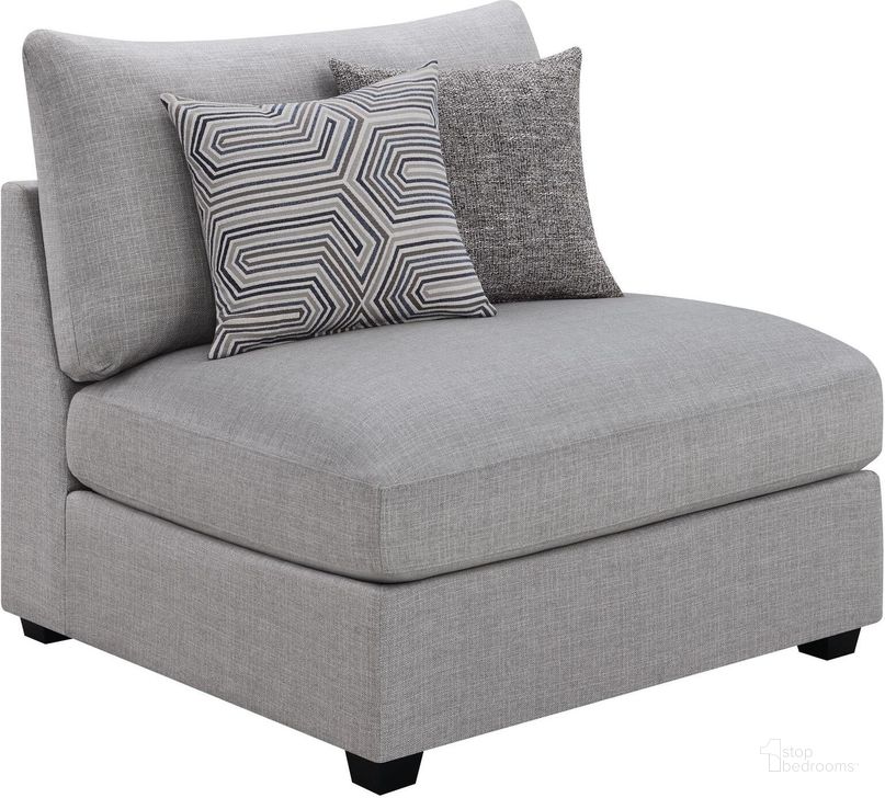 The appearance of Cambria Upholstered Armless Chair In Grey designed by Coaster in the modern / contemporary interior design. This grey piece of furniture  was selected by 1StopBedrooms from Cambria Collection to add a touch of cosiness and style into your home. Sku: 551511. Material: Upholstered. Product Type: Armless Chair. Image1