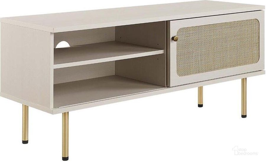 The appearance of Cambria White 47 Inch TV Stand designed by Modway in the modern / contemporary interior design. This white piece of furniture  was selected by 1StopBedrooms from Cambria Collection to add a touch of cosiness and style into your home. Sku: EEI-6044-WHI. Product Type: TV Stand. Material: MDF. Image1