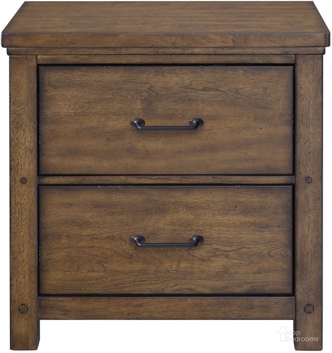 The appearance of Cambridge 2-Drawer Nightstand with USB In Brown designed by Samuel Lawrence in the traditional interior design. This brown piece of furniture  was selected by 1StopBedrooms from Cambridge Collection to add a touch of cosiness and style into your home. Sku: S918-450. Product Type: Nightstand. Material: Rubberwood. Image1