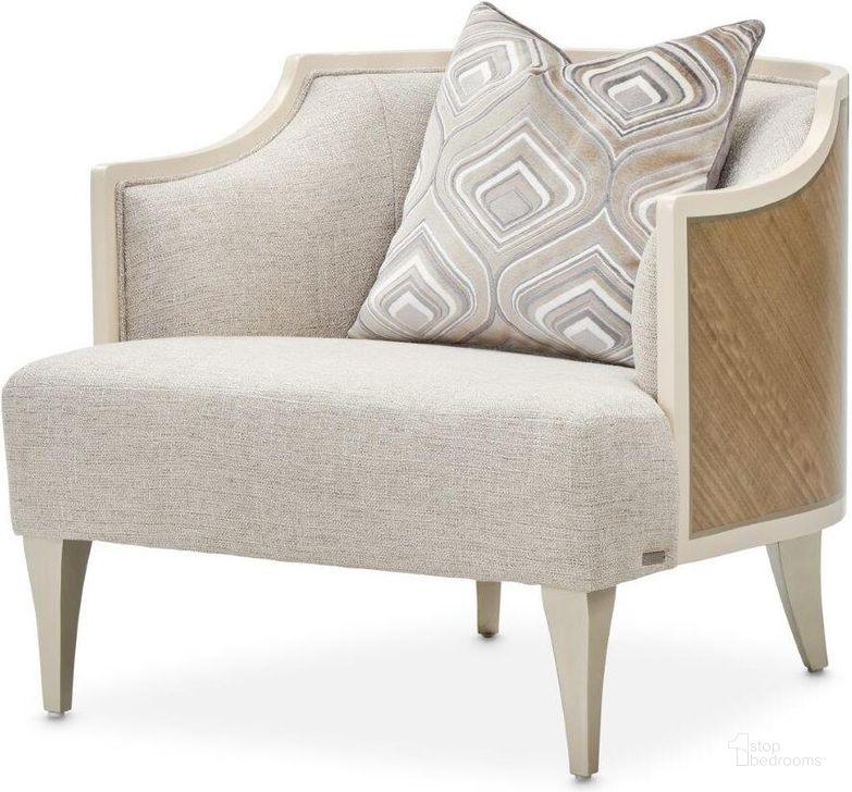 The appearance of Camden Court Accent Chair In Natural Flax/Pearl designed by AICO in the transitional interior design. This pearl piece of furniture  was selected by 1StopBedrooms from Camden Court Collection to add a touch of cosiness and style into your home. Sku: 9005835-FLAX-126. Material: Polyester. Product Type: Accent Chair. Image1
