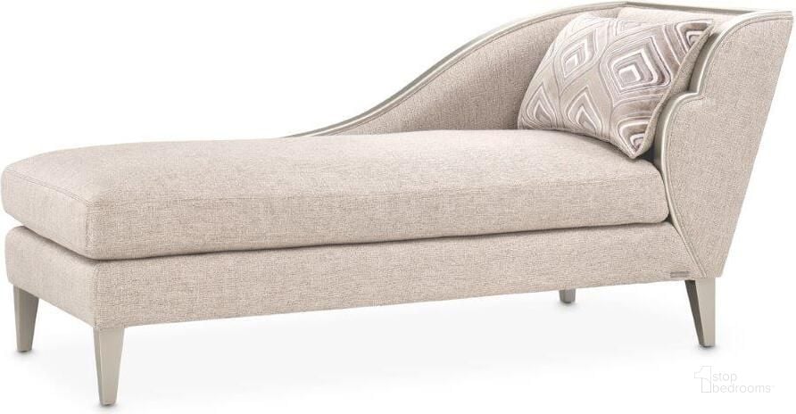 The appearance of Camden Court Fabric Chaise In Natural Flax/Platinum designed by AICO in the transitional interior design. This platinum piece of furniture  was selected by 1StopBedrooms from Camden Court Collection to add a touch of cosiness and style into your home. Sku: 9005842-FLAX-125. Material: Polyester. Product Type: Chaise. Image1