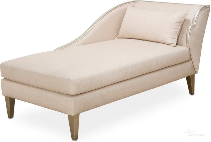 The appearance of Camden Court Left Arm Facing Chaise In Pearl And Platinum designed by AICO in the modern / contemporary interior design. This pearl piece of furniture  was selected by 1StopBedrooms from Camden Court Collection to add a touch of cosiness and style into your home. Sku: 9005842-PEARL-125. Material: Wood. Product Type: Chaise. Orientation: LAF. Image1
