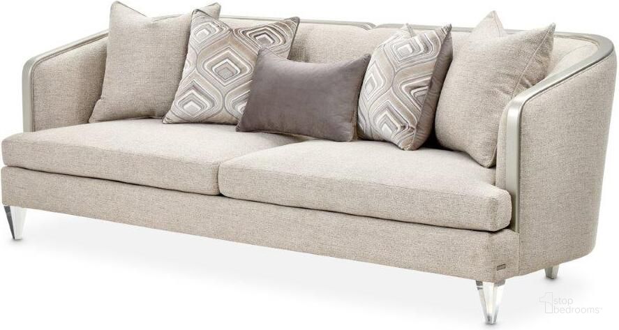 The appearance of Camden Court Sofa In Natural Flax/Platinum designed by AICO in the transitional interior design. This platinum piece of furniture  was selected by 1StopBedrooms from Camden Court Collection to add a touch of cosiness and style into your home. Sku: 9005815-FLAX-125. Material: Polyester. Product Type: Sofa. Image1