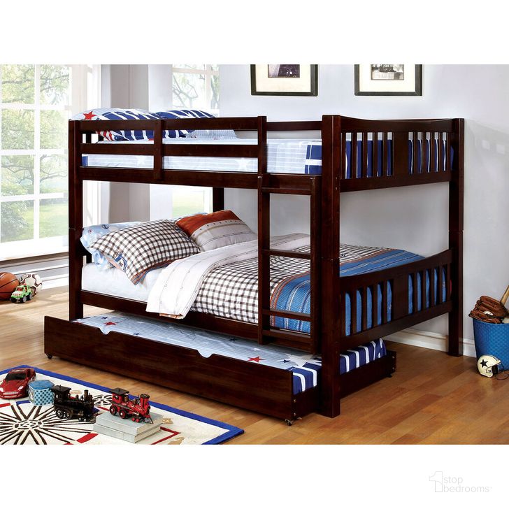 The appearance of Cameron Full Over Full Bunk Bed In Dark Walnut designed by Furniture of America in the transitional interior design. This dark walnut piece of furniture  was selected by 1StopBedrooms from Cameron Collection to add a touch of cosiness and style into your home. Sku: CM-BK929F-EX-1-VN;CM-BK929F-EX-2-VN;CM-BK929F-EX-3-VN. Bed Type: Bunk Bed. Material: Wood. Product Type: Bunk Bed. Bed Size: Full Over Full.