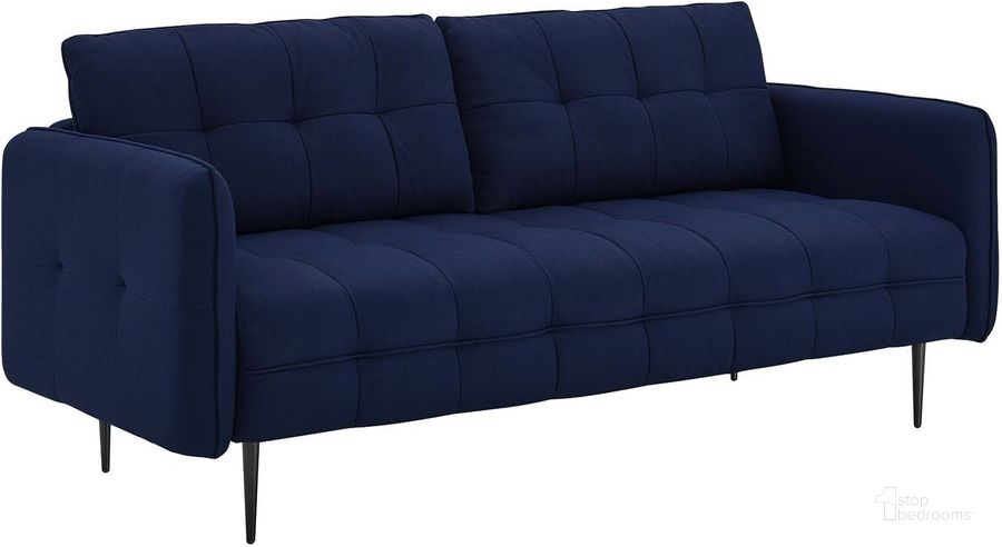 The appearance of Cameron Tufted Fabric Sofa EEI-4451-ROY designed by Modway in the modern / contemporary interior design. This royal blue piece of furniture  was selected by 1StopBedrooms from Cameron Collection to add a touch of cosiness and style into your home. Sku: EEI-4451-ROY. Material: Wood. Product Type: Sofa. Image1