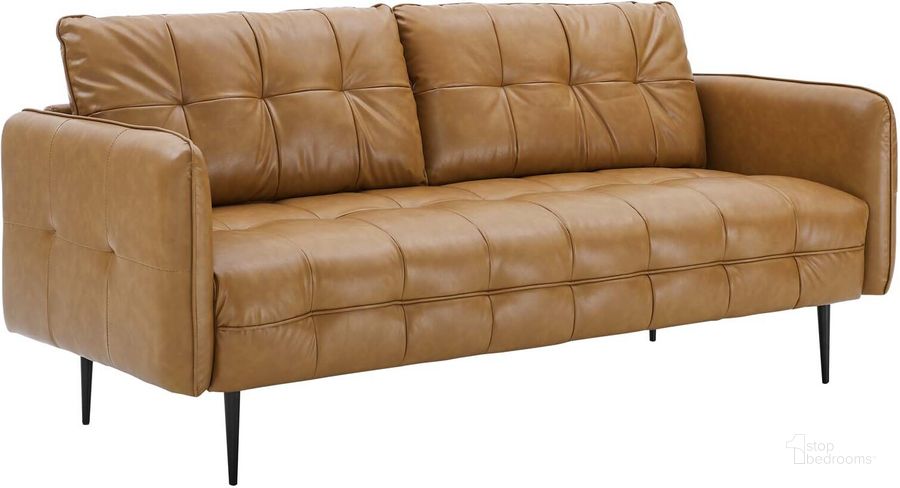 The appearance of Cameron Tufted Vegan Leather Sofa designed by Modway in the modern / contemporary interior design. This tan piece of furniture  was selected by 1StopBedrooms from Cameron Collection to add a touch of cosiness and style into your home. Sku: EEI-4452-TAN. Material: Wood. Product Type: Sofa. Image1