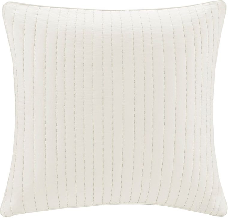 The appearance of Camila Cotton Quilted Euro Sham With Embroidery In White designed by Olliix in the transitional interior design. This white piece of furniture  was selected by 1StopBedrooms from Camila Collection to add a touch of cosiness and style into your home. Sku: II11-227. Material: Polyester. Product Type: Pillow. Image1
