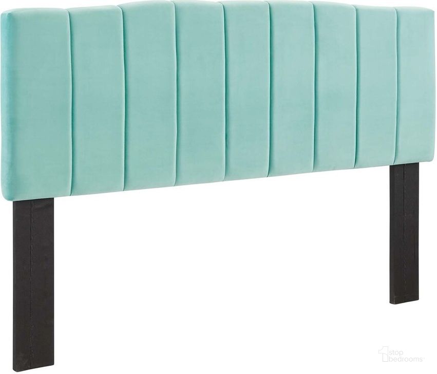 The appearance of Camilla Channel Tufted King/California King Performance Velvet Headboard In Mint designed by Modway in the modern / contemporary interior design. This mint piece of furniture  was selected by 1StopBedrooms from Camilla Collection to add a touch of cosiness and style into your home. Sku: MOD-6183-MIN. Product Type: Headboard. Material: Plywood. Image1