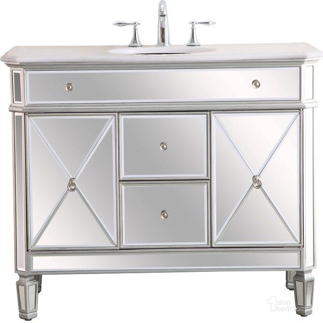 The appearance of Camille 42 Inch Single Bathroom Vanity Set In Antique Silver designed by Elegant Lighting in the modern / contemporary interior design. This antique silver piece of furniture  was selected by 1StopBedrooms from Camille Collection to add a touch of cosiness and style into your home. Sku: VF11042SL. Product Type: Bathroom Vanity. Image1