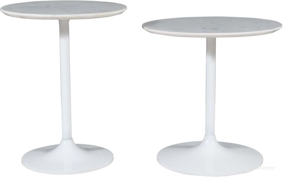 The appearance of Camille Solid Marble and Iron Modern Luxury Accent Tables Set of 2 In White 1730-222WTWT designed by Jofran in the modern / contemporary interior design. This white piece of furniture  was selected by 1StopBedrooms from Global Archive Collection to add a touch of cosiness and style into your home. Sku: 1730-222WTWT. Material: Marble. Product Type: Accent Table. Image1
