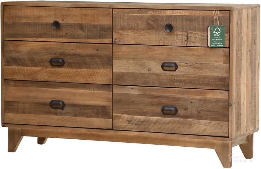 The appearance of Campestre Brown Modern 6 Drawer Dresser designed by LH Imports in the rustic / southwestern interior design. This brown piece of furniture  was selected by 1StopBedrooms from Campestre Collection to add a touch of cosiness and style into your home. Sku: CAM06. Product Type: Dresser. Material: Pine. Image1