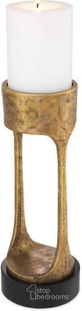 The appearance of Candle Holder Bologna L Vintage Brass Finish designed by Eichholtz in the modern / contemporary interior design. This brass piece of furniture  was selected by 1StopBedrooms from Bologna Collection to add a touch of cosiness and style into your home. Sku: 113729. Material: Granite. Product Type: Candle Holder. Image1