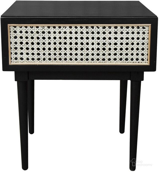 The appearance of Cane Side Table In Matte Black designed by LH Imports in the modern / contemporary interior design. This black and beige piece of furniture  was selected by 1StopBedrooms from Cane Collection to add a touch of cosiness and style into your home. Sku: CAN033. Product Type: Side Table. Material: MDF. Image1