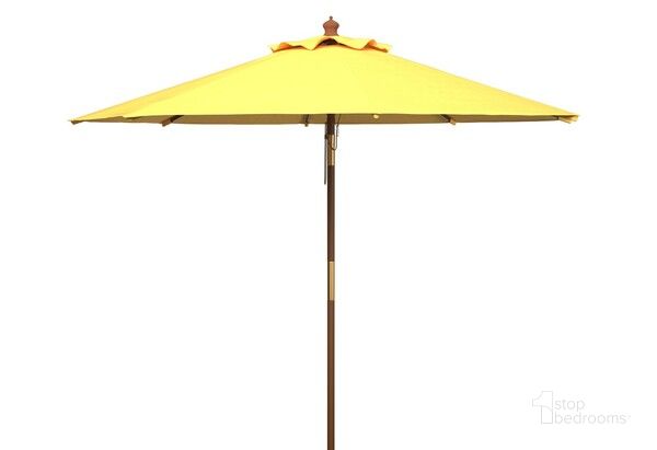 The appearance of Cannes 9Ft Wooden Outdoor Umbrella in Yellow designed by Safavieh in the modern / contemporary interior design. This yellow piece of furniture  was selected by 1StopBedrooms from Cannes Collection to add a touch of cosiness and style into your home. Sku: PAT8009Y. Material: Wood. Product Type: Umbrella. Image1