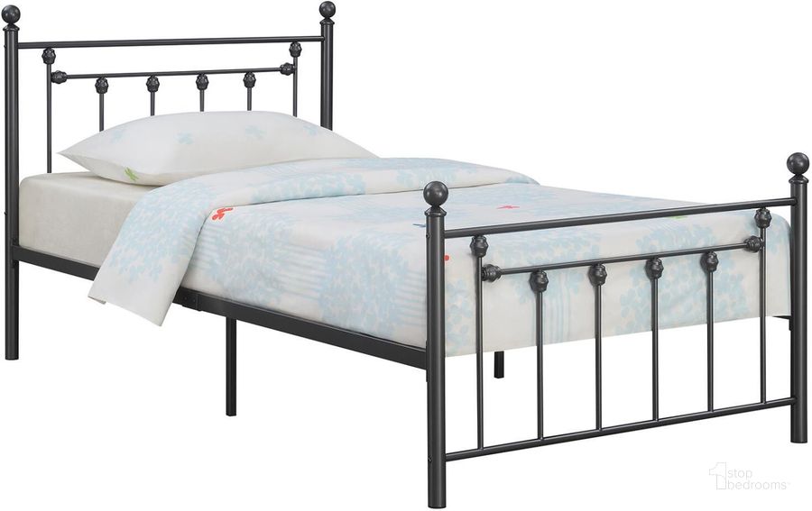 The appearance of Canon Gunmetal Full Metal Bed designed by Coaster in the transitional interior design. This black piece of furniture  was selected by 1StopBedrooms from Canon Collection to add a touch of cosiness and style into your home. Sku: 422740F. Material: Metal. Bed Size: Full. Product Type: Slat / Spindle Bed. Bed Type: Slat / Spindle Bed. Image1