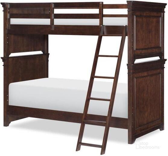 The appearance of Canterbury Warm Cherry Twin Over Twin Bunk Bed designed by Legacy Classic Kids in the transitional interior design. This brown piece of furniture  was selected by 1StopBedrooms from Canterbury Collection to add a touch of cosiness and style into your home. Sku: 9814-8110;9814-8120;9814-8130. Bed Type: Bunk Bed. Material: Wood. Product Type: Kids Bed. Bed Size: Twin Over Twin. Image1