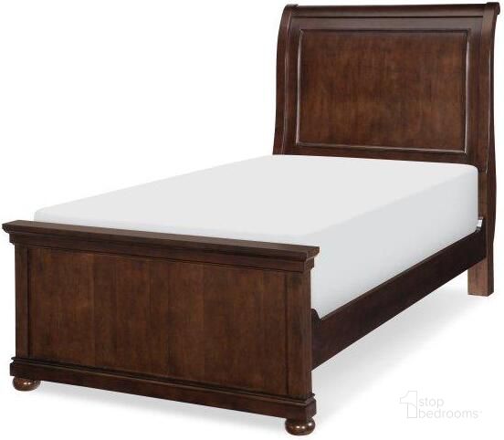 The appearance of Canterbury Warm Cherry Twin Sleigh Bed designed by Legacy Classic Kids in the transitional interior design. This brown piece of furniture  was selected by 1StopBedrooms from Canterbury Collection to add a touch of cosiness and style into your home. Sku: 9814-4303;9814-4113;9814-4910. Bed Type: Sleigh Bed. Material: Wood. Product Type: Sleigh Bed. Bed Size: Twin. Image1