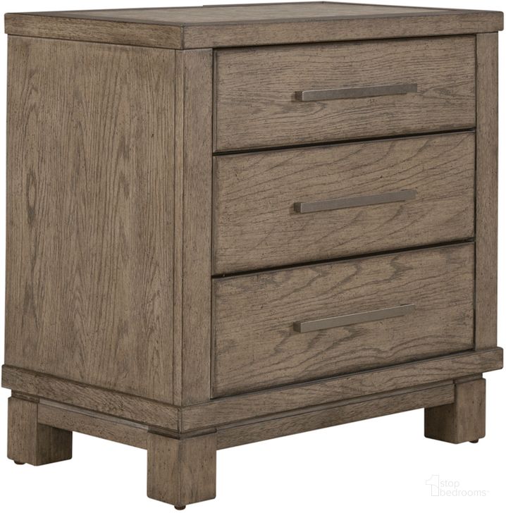 The appearance of Canyon Road 3 Drawer Night Stand With Charging Station designed by Liberty in the modern / contemporary interior design. This beige piece of furniture  was selected by 1StopBedrooms from Canyon Road Collection to add a touch of cosiness and style into your home. Sku: 876-BR61. Product Type: Nightstand. Material: Rubberwood. Image1
