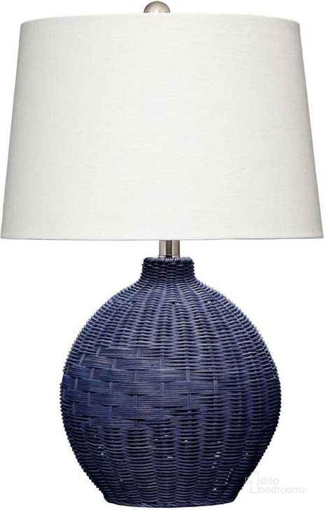 The appearance of Cape Indigo Blue Table Lamp designed by Jamie Young Company in the coastal interior design. This indigo blue piece of furniture  was selected by 1StopBedrooms from Cape Collection to add a touch of cosiness and style into your home. Sku: LS9CAPEINDIG. Material: Rattan. Product Type: Table Lamp. Image1