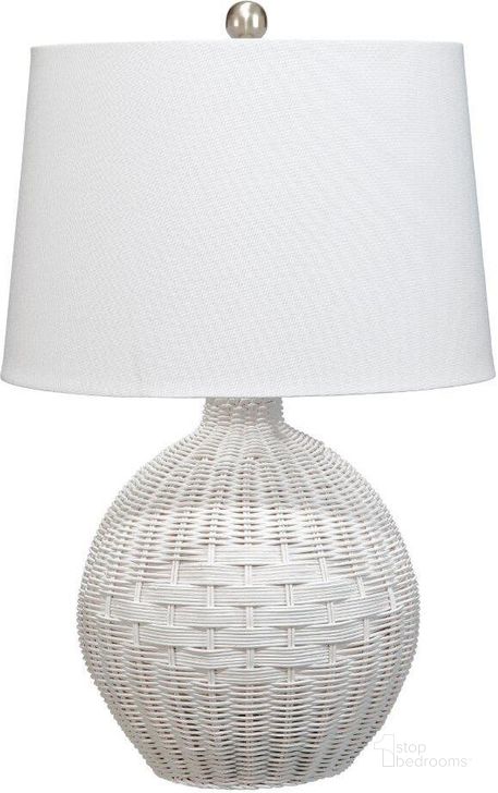 The appearance of Cape White Table Lamp designed by Jamie Young Company in the modern / contemporary interior design. This white piece of furniture  was selected by 1StopBedrooms from Cape Collection to add a touch of cosiness and style into your home. Sku: LS9CAPEWHITE. Material: Rattan. Product Type: Table Lamp. Image1