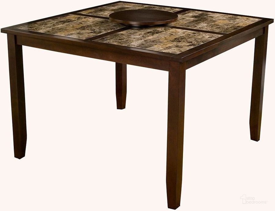 The appearance of Capitola Espresso Faux Marble Large Pub Table designed by Alpine in the transitional interior design. This brown piece of furniture  was selected by 1StopBedrooms from Capitola Collection to add a touch of cosiness and style into your home. Sku: 554-L. Product Type: Pub Table. Material: Rubberwood. Image1