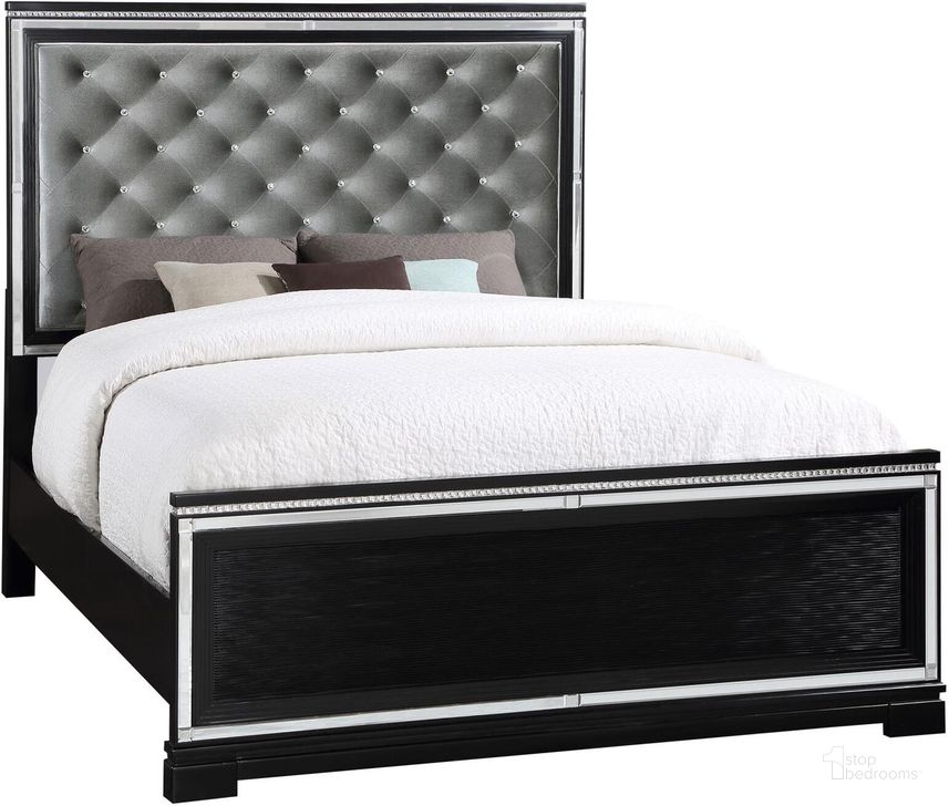 The appearance of Cappola Upholstered Tufted Bed In Silver and Black designed by Coaster in the glam interior design. This silver and black piece of furniture  was selected by 1StopBedrooms from Cappola Collection to add a touch of cosiness and style into your home. Sku: 223361KEB1;223361KEB2;223361KEB3. Material: Wood. Bed Size: King. Product Type: Upholstered Bed. Image1