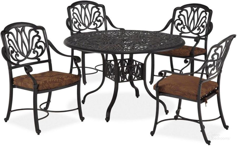 The appearance of Capri Charcoal 5 Piece Outdoor Dining Set 6658-308 designed by Homestyles in the coastal interior design. This charcoal piece of furniture  was selected by 1StopBedrooms from Capri Collection to add a touch of cosiness and style into your home. Sku: 6658-30;6658-80;6658-80. Table Base Style: Trestle. Table Top Shape: Round. Material: Aluminum. Product Type: Outdoor Dining Set. Image1