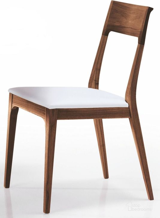 The appearance of Capri Solid Walnut and White Dining Chair Set of 2 designed by Bellini Modern Living in the modern / contemporary interior design. This white piece of furniture  was selected by 1StopBedrooms from Capri Collection to add a touch of cosiness and style into your home. Sku: Capri WHT. Product Type: Dining Chair. Image1