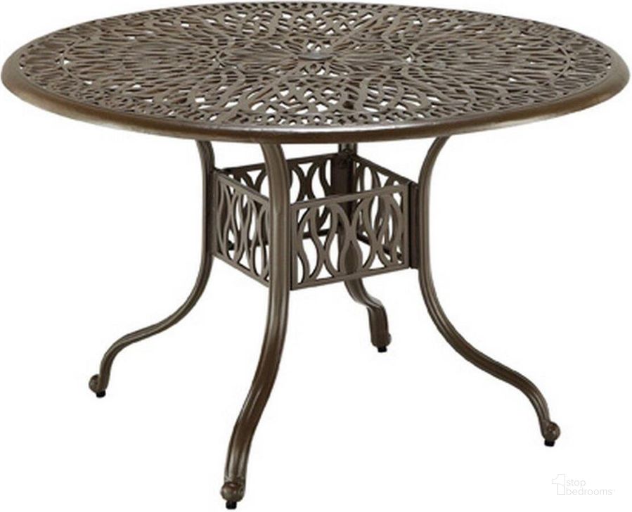 The appearance of Capri Taupe Outdoor Dining Table 6659-32 designed by Homestyles in the coastal interior design. This taupe piece of furniture  was selected by 1StopBedrooms from Capri Collection to add a touch of cosiness and style into your home. Sku: 6659-32. Material: Aluminum. Product Type: Outdoor Dining Table. Size: 48". Image1
