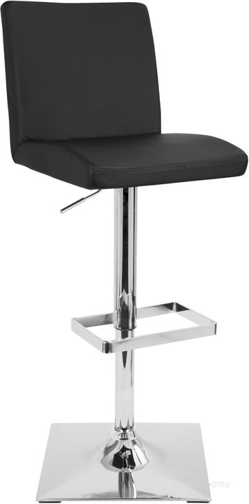 The appearance of Captain Contemporary Adjustable Barstool With Swivel In Black Faux Leather designed by Lumisource in the modern / contemporary interior design. This black piece of furniture  was selected by 1StopBedrooms from Captain Collection to add a touch of cosiness and style into your home. Sku: BS-TW-CAPTN BK. Material: Metal. Product Type: Barstool. Image1