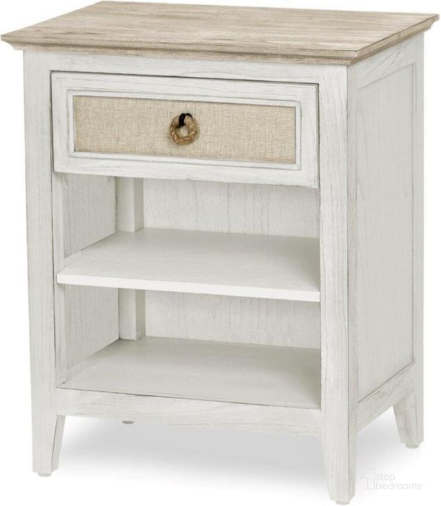 The appearance of Captiva Island 1 Drawer Nightstand In White And Brown designed by Sea Winds Trading in the transitional interior design. This white and brown piece of furniture  was selected by 1StopBedrooms from Captiva Island Collection to add a touch of cosiness and style into your home. Sku: B86332-BSAND/WW. Material: Wood. Product Type: Nightstand. Image1