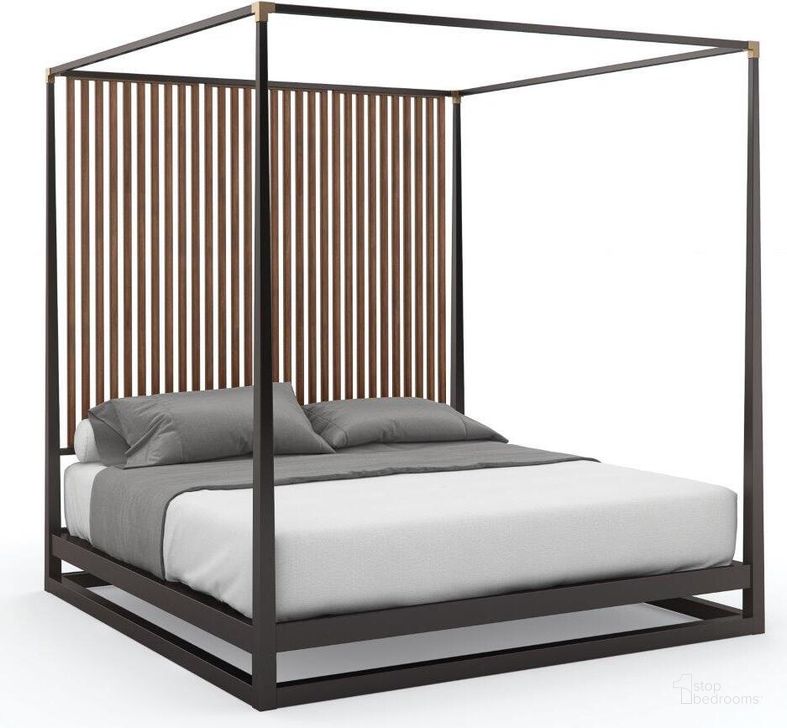 The appearance of Caracole Classic Pinstripe Bed Queen designed by Caracole in the transitional interior design. This dark chocolate piece of furniture  was selected by 1StopBedrooms from Caracole Classic Collection to add a touch of cosiness and style into your home. Sku: CLA-020-101. Bed Type: Canopy Bed. Material: Wood. Product Type: Canopy Bed. Bed Size: Queen. Image1